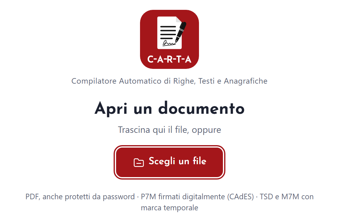 I formati che C-A-R-T-A sa aprire